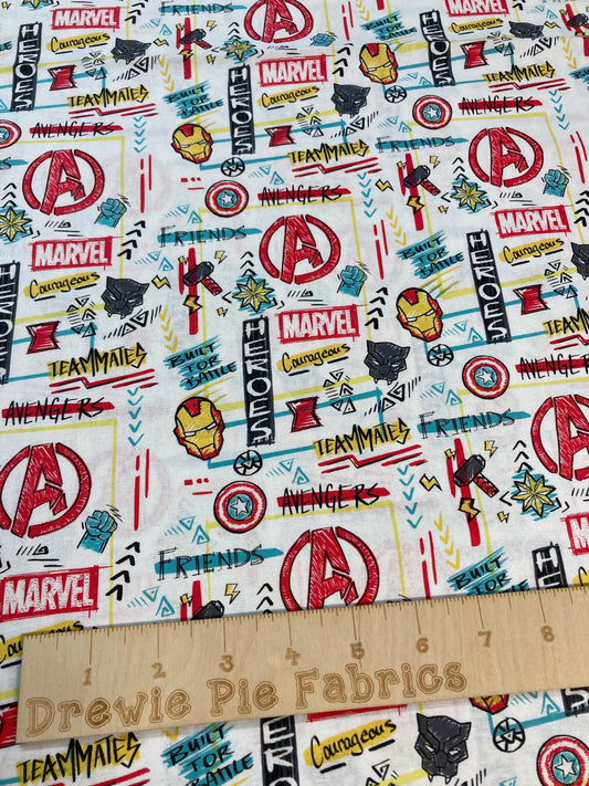 Marvel Superhero Fabric 100% Cotton - Fat Quarters and continuous cuts - Avengers - Iron Man- Black Panther- Captain America