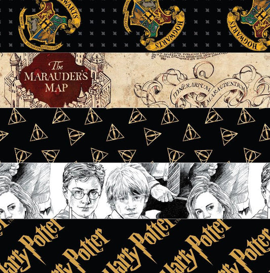 Harry Potter Stax fat quarter bundle- Fabric - x5 Fat Quarters  Licensed Fabric