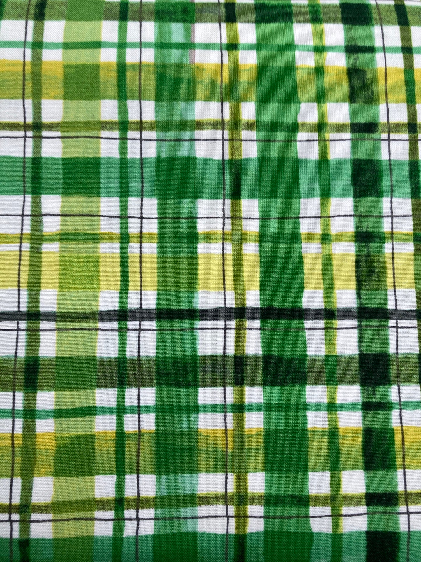 St Patrick's Day Plaid Cotton Fabric- green cotton fabric 100% Cotton - continuous cuts