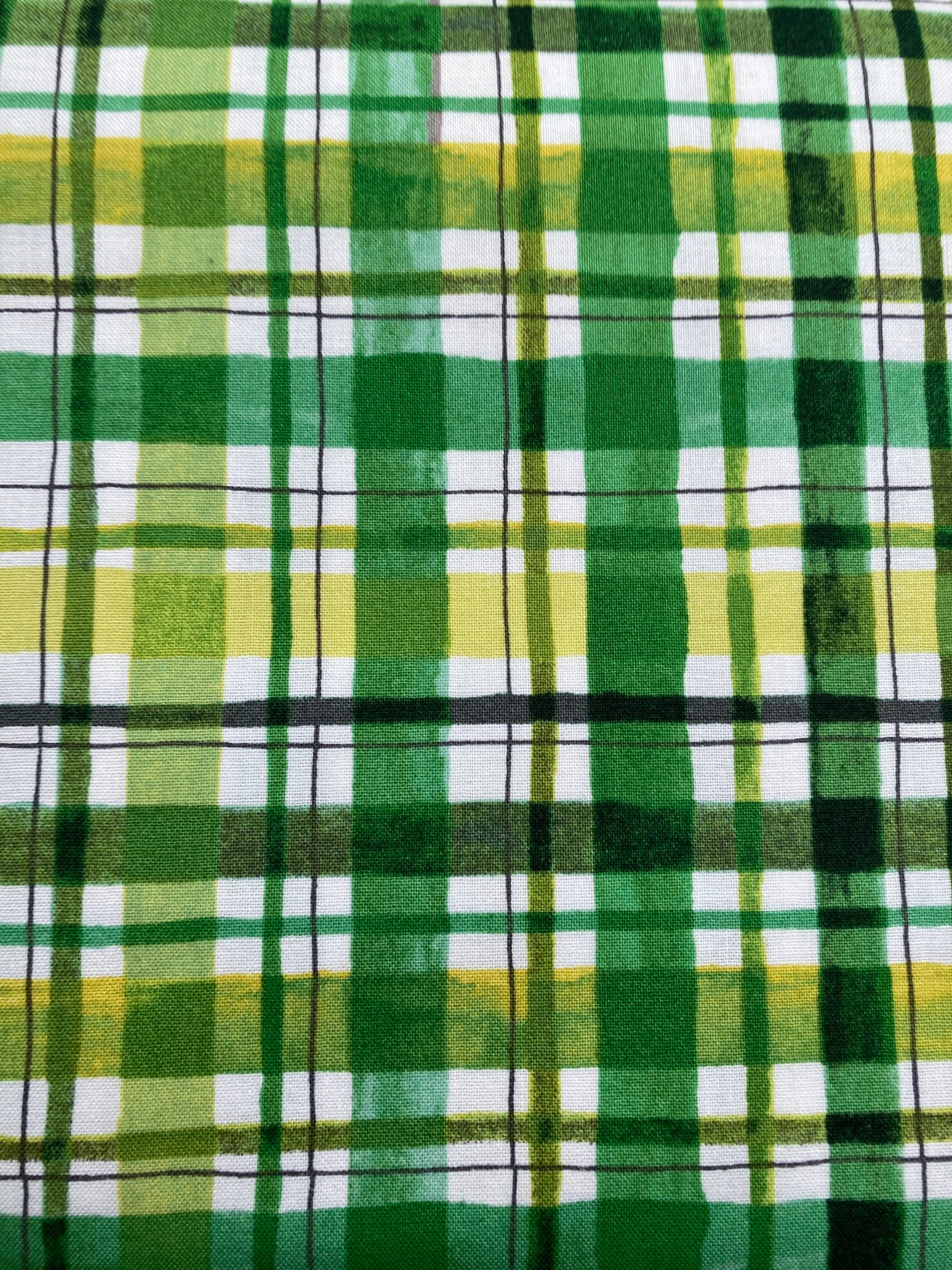 St Patrick's Day Plaid Cotton Fabric- green cotton fabric 100% Cotton - continuous cuts