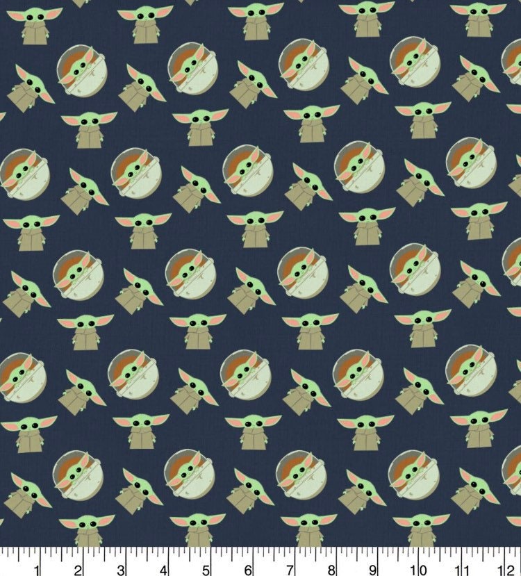 Star Wars The Child Repeat on Navy fabric- 100% Cotton fabric Licensed Fabric