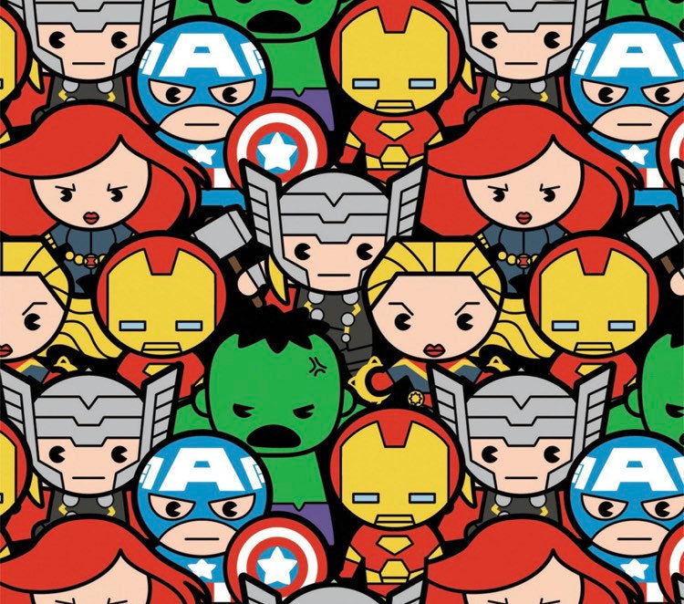 Mini Avengers Assemble Camelot 100% Cotton Fabric- Continuous cuts by the 1/2 yard increment- Avengers - Iron Man - Hulk -Captain America