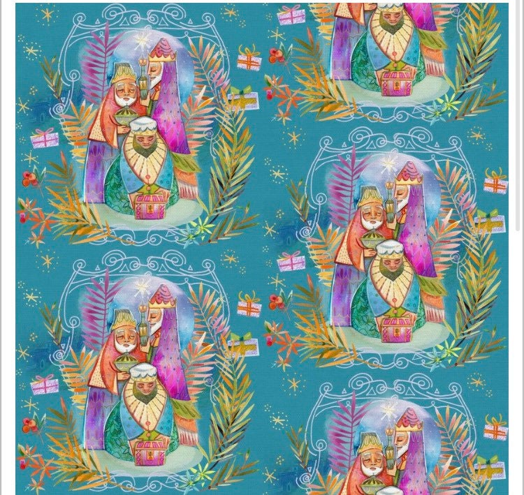 Three wiseman fabric- Fat Quarters  - 100% Cotton - by the yard PSF120-21398Christmas Peace Designer: Amarilys Henderson