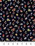 Mini mushrooms on dark navy fabric- 100% Cotton -