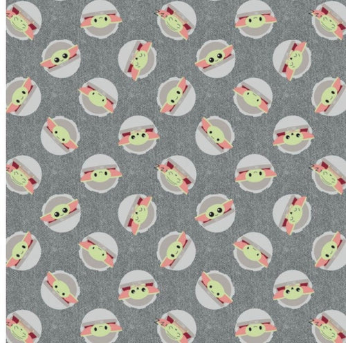 CAM73800242-2 Grey Star Wars Child Toss on Denim cotton fabric 100% Cotton- continuous cuts- fast shipping Licensed Fabric