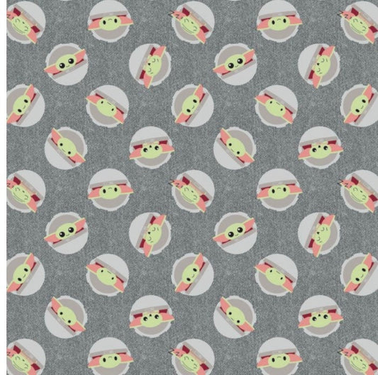 CAM73800242-2 Grey Star Wars Child Toss on Denim cotton fabric 100% Cotton- continuous cuts- fast shipping