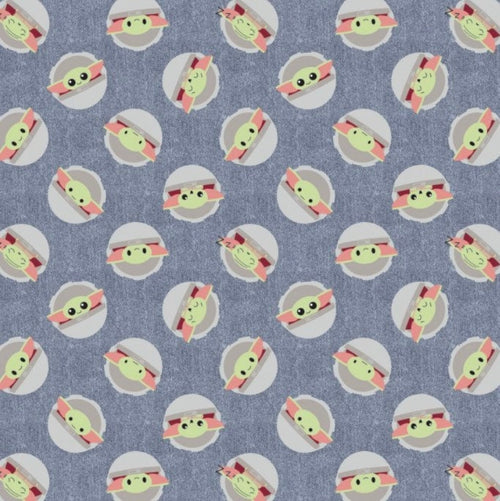 CAM73800242-1 Blue Star Wars Child Toss on Denim cotton fabric 100% Cotton- continuous cuts- fast shipping Licensed Fabric