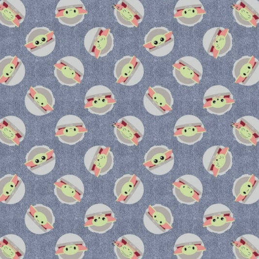 CAM73800242-1 Blue Star Wars Child Toss on Denim cotton fabric 100% Cotton- continuous cuts- fast shipping