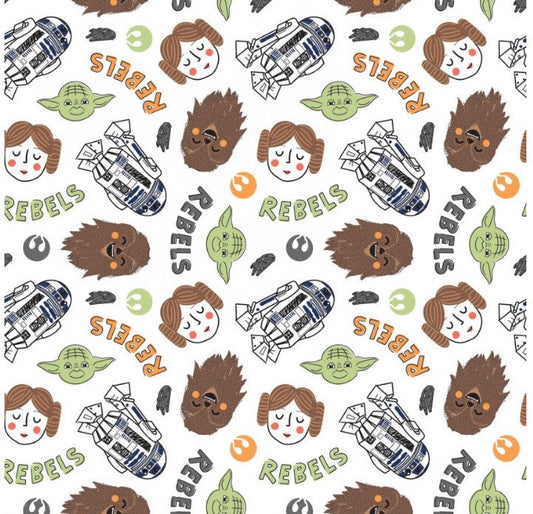 CAM73010702-1 Star Wars Cotton fabric- continuous cuts- fast shipping