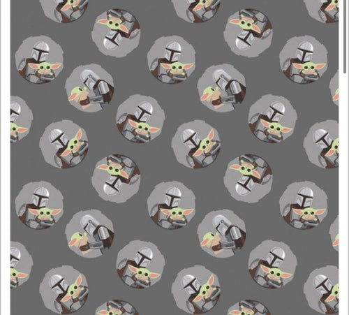 CAM73800265-2 Star Wars Mando Child Toss Grey 100% Cotton- continuous cuts- fast shipping