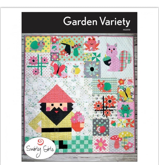 SALE! Pattern Garden Variety - Gnome quilt pattern- Swirly Girls design