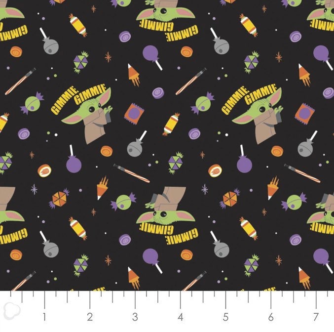 By the yard - Star Wars Halloween Fabric- 100% Cotton- 73800270 02 BLACK GIMME CANDY Trick or Treat