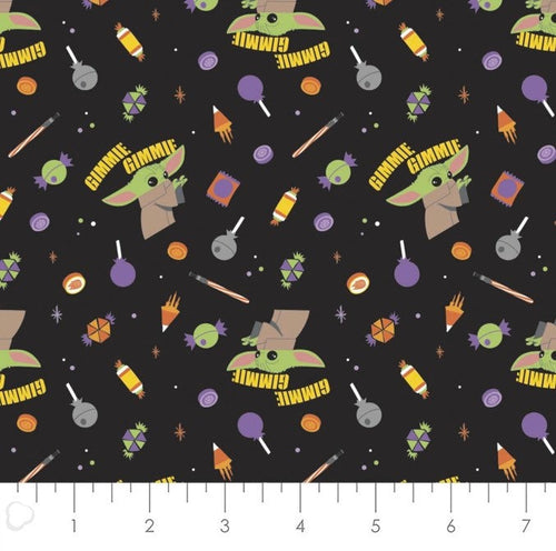 By the yard - Star Wars Halloween Fabric- 100% Cotton- 73800270 02 BLACK GIMME CANDY Trick or Treat