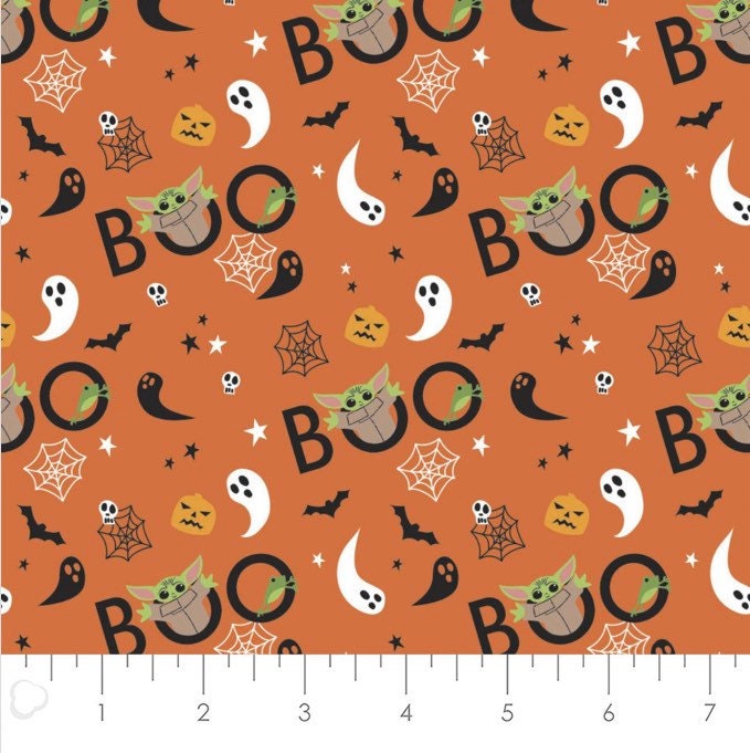 By the yard - Star Wars Halloween Fabric- 100% Cotton 73800268 02 ORANGE PEEKABOO CHILD- Trick or Treat