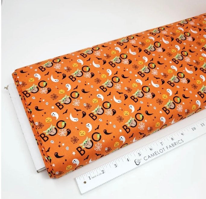 By the yard - Star Wars Halloween Fabric- 100% Cotton 73800268 02 ORANGE PEEKABOO CHILD- Trick or Treat
