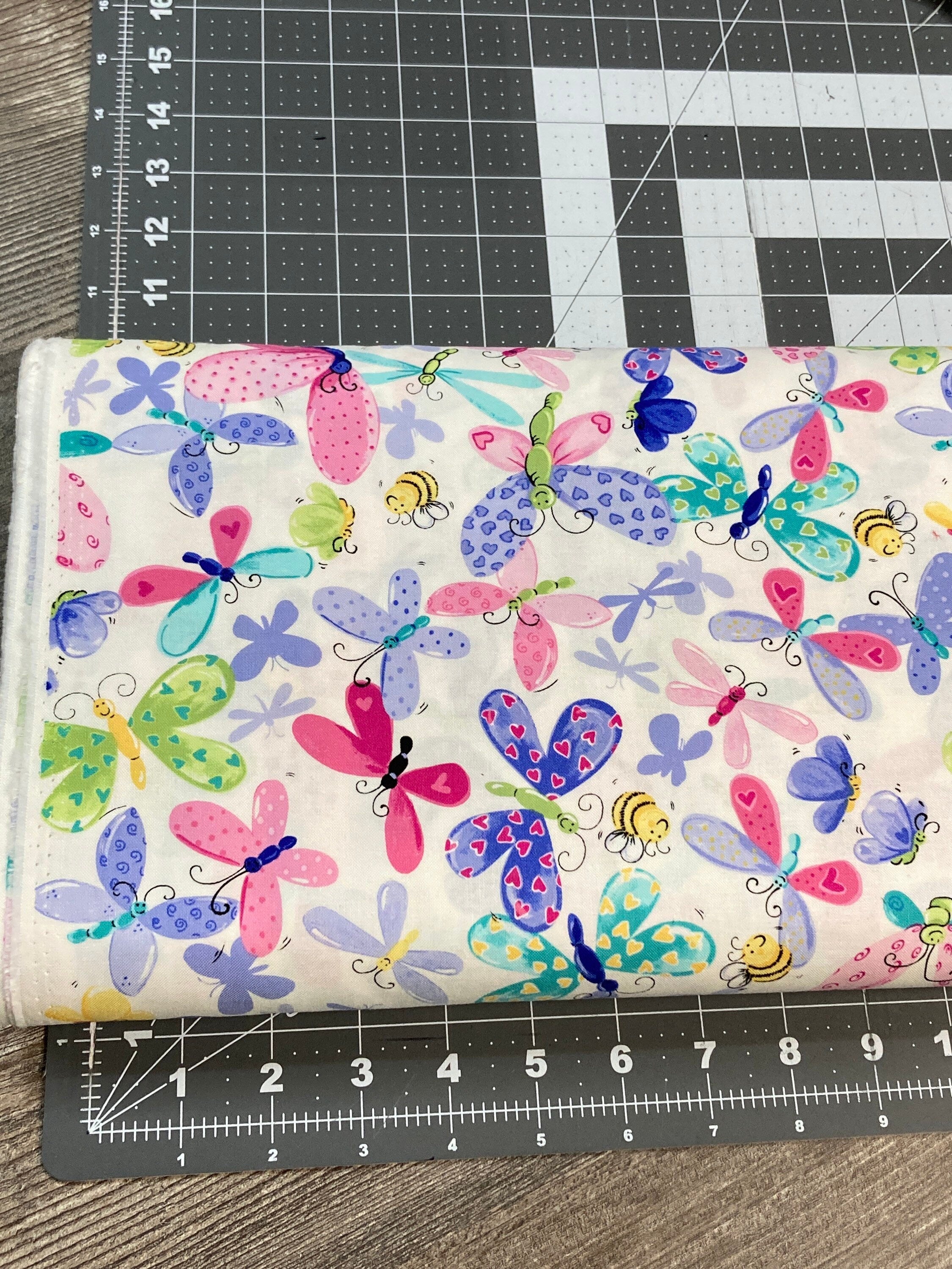 SusyBee Flutter the Butterfly cotton fabric- continuous cuts- 100% Cotton