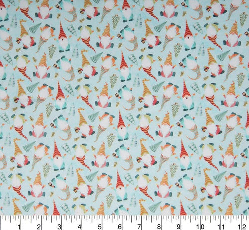 Christmas Mini Gnomes on mint - 100% Cotton -