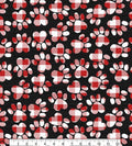 End of Bolt - Plaid Paw Print Holiday Fabric - 100% Cotton - Fabric- Buffalo check