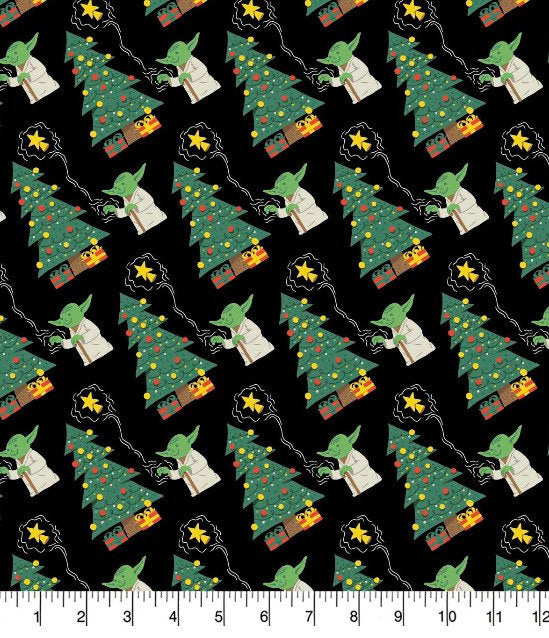 Star Wars Trim the Tree Holiday Fabric- Cotton Continuous cuts- Christmas Licensed Fabric