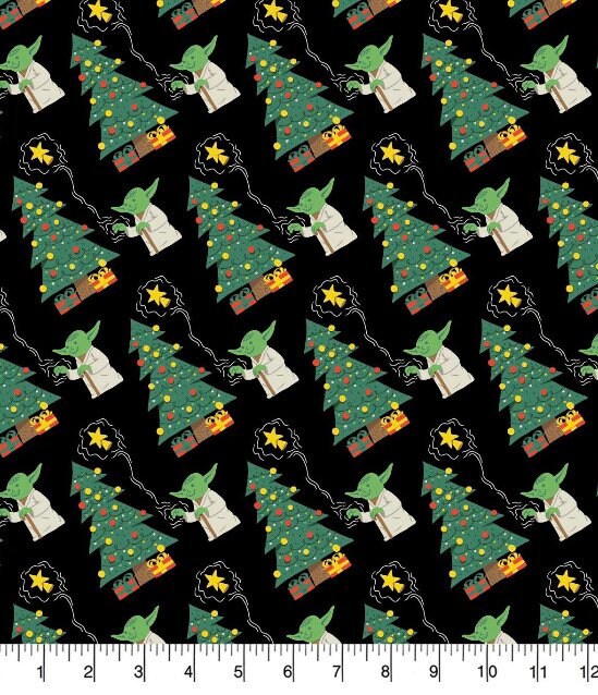 Star Wars Trim the Tree Holiday Fabric- Cotton Continuous cuts- Christmas Licensed Fabric