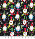 End of Bolt - Christmas Gnomes with Glitter Accent- Multi100% Cotton - Fabric Gnome