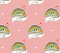 Star Wars Valentines Fabric- 100% cotton- Mandalorian Be Mine on pink Licensed fabric