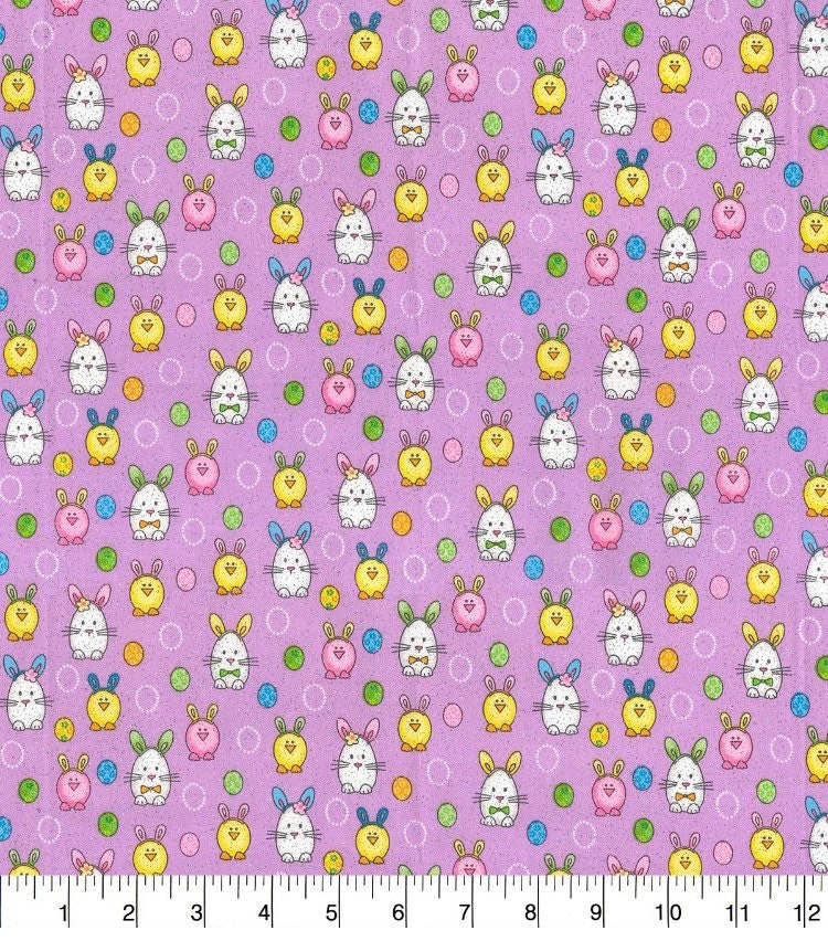 Easter Egg Animals Glitter cotton Fabric- Eggs-  100% Cotton Continuous Cuts