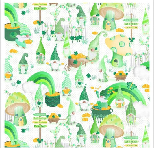 KAS12666-90 Lucky Gnomes cotton fabric Designer: Andi MetzLucky Gnome Scenic - Digital Print