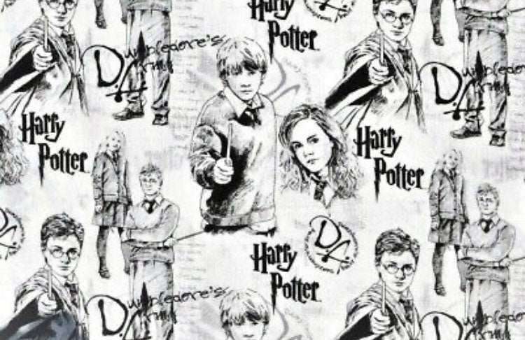 Harry Potter cotton fabric Black and White- 100% Cotton-Licensed Fabric