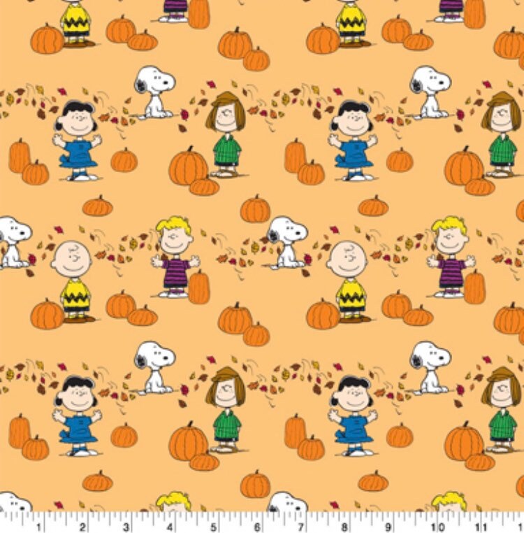 Thanksgiving & Pumpkin Patch character cotton fabric - 100% Cotton - Peanuts