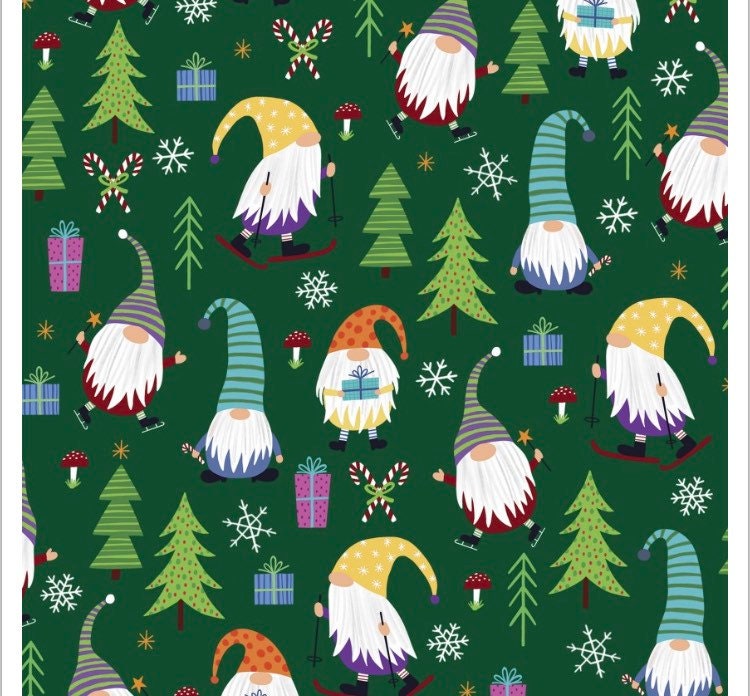 PNBCHM2-4727-GG Christmas Miniatures II Designer: Pink Light Studio - Gnomes cotton fabric - continuous cuts