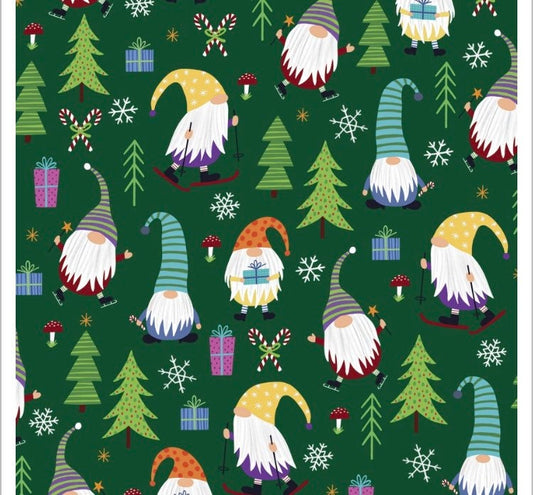 PNBCHM2-4727-GG Christmas Miniatures II Designer: Pink Light Studio - Gnomes cotton fabric - continuous cuts