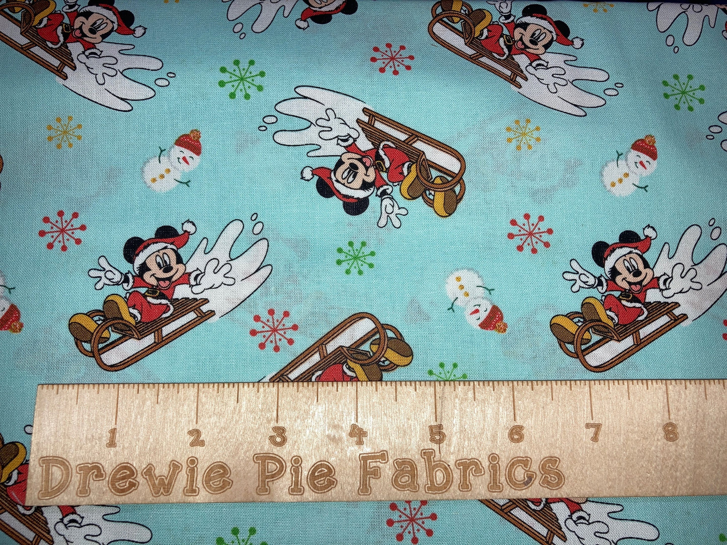 Mickey and Friends Christmas Sleds cotton fabric 100% Cotton - continuous cuts Licensed Fabric