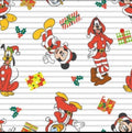 Mickey and Friends Christmas Stripes cotton fabric 100% Cotton - continuous cuts Licensed fabric