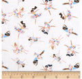 Mini Ballerinas on white Cotton Fabric - Dear Stella