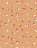 Mushrooms on light rust cotton fabric- 100% Cotton - Fabric - cut to size
