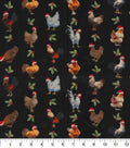 Christmas Roosters on Black Cotton Fabric 100% Cotton Fabric Traditions Continuous Cuts