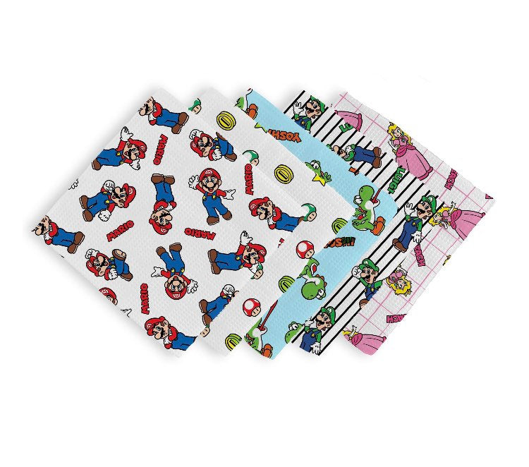 Super Mario Fat Quarter Bundle (18”x21”) bundle - x5 prints- Stax