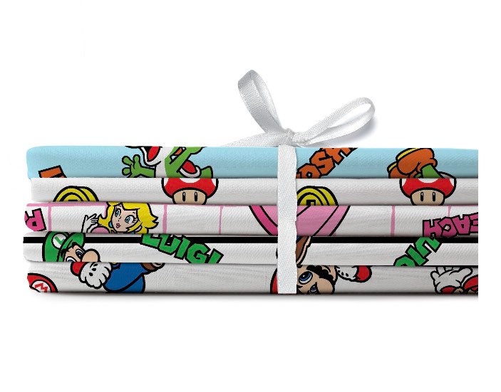 Super Mario Fat Quarter Bundle (18”x21”) bundle - x5 prints- Stax
