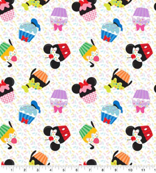 Cupcake Toss Disney Cotton Fabric- 100% Cotton -
