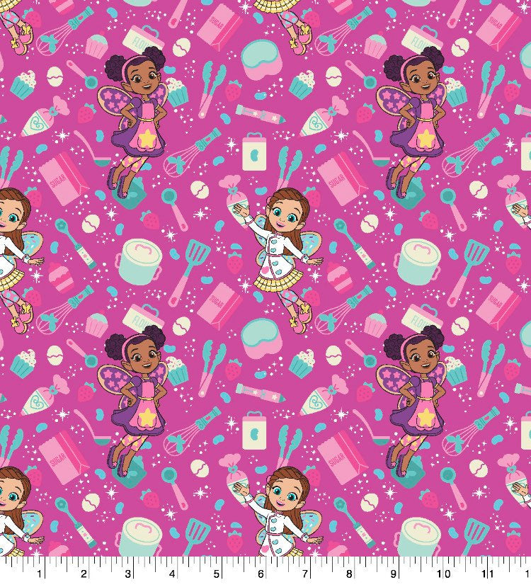 Butterbean Fairy Baking Goodies cotton fabric 100% Cotton - continuous cuts Licensed Fabric