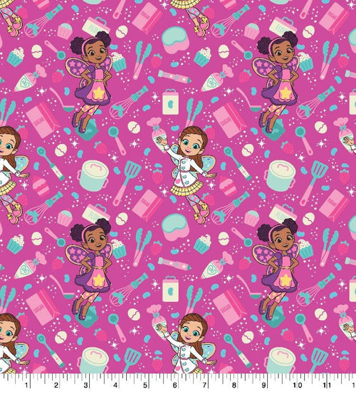 Butterbean Fairy Baking Goodies cotton fabric 100% Cotton - continuous cuts Licensed Fabric