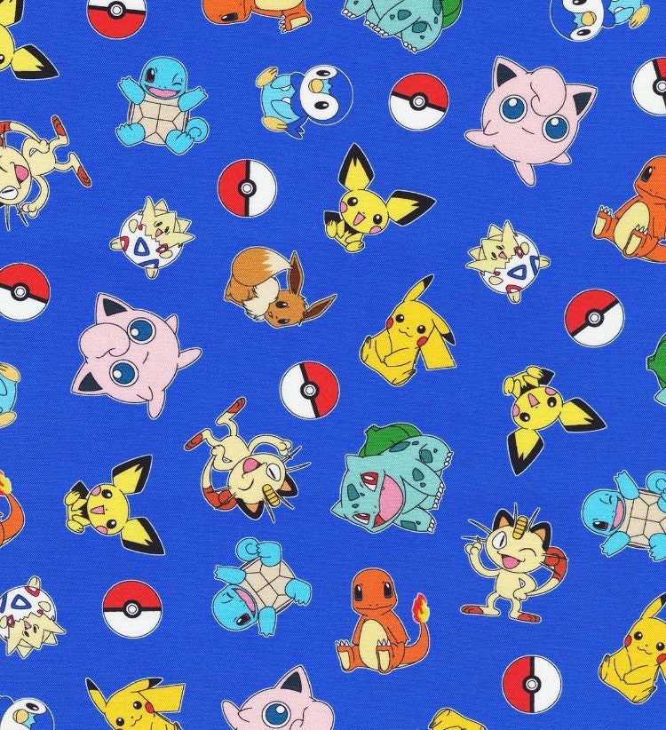 Pokémon Friends Tossed Cotton fabric- Robert Kaufman -100% Cotton - Licensed Fabric