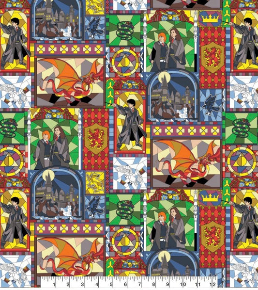 Harry Potter fabric-Stained Glass  100% Cotton -Licensed Fabric