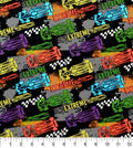 Race Toy Cars on Black Novelty Print Cotton fabric - 100% cotton- material-