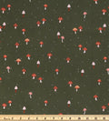 Green Darling Mushrooms cotton fabric- 100% Cotton - Fabric - cut to size