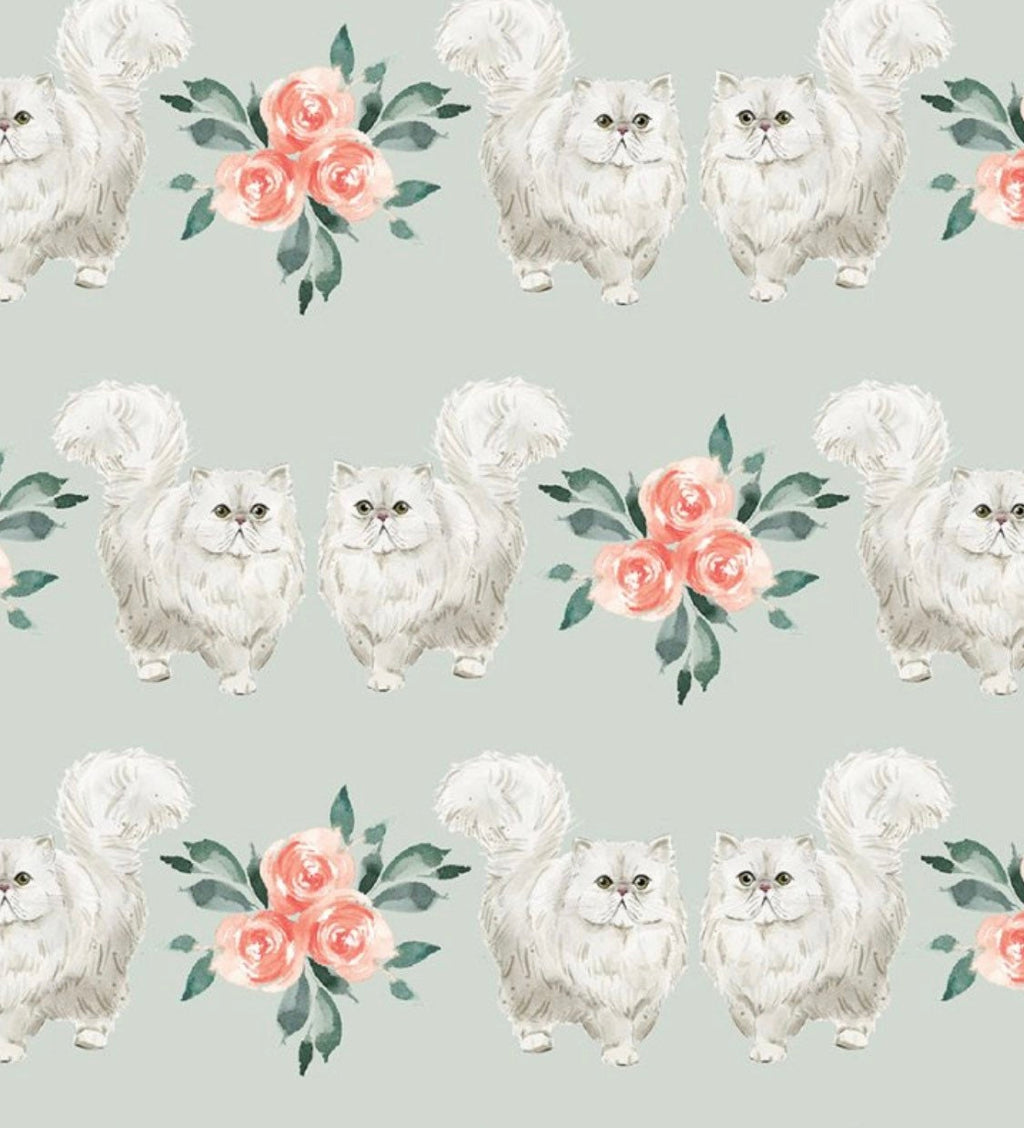 Pretty Kitty cotton fabric - 100% Cotton - Fabric -Every Day is Caturday