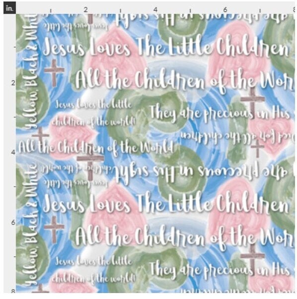 Jesus Loves the Little Children Cotton Fabric - By Drewie Pie Fabrics - Continuous cuts.