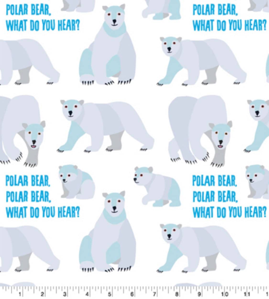 Polar Bear polar Bear cotton fabric 100% Cotton - continuous cuts Eric carle Licensed Fabric