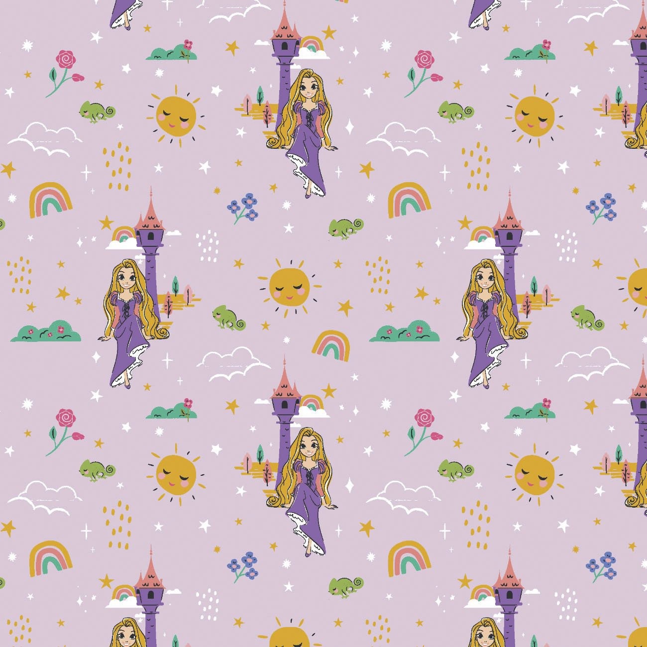 Princess Rapunzel Tangled Disney cotton fabric-100% Cotton - continuous cuts- Heart of a Princess - Licensed Fabric